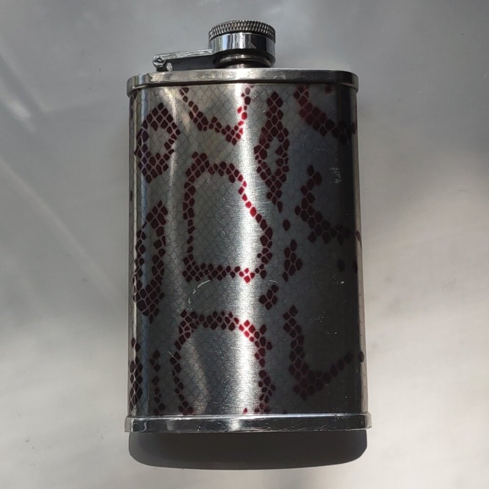 Vintage Snakeskin Pattern Stainless Steel Flask - Size 3.5 oz